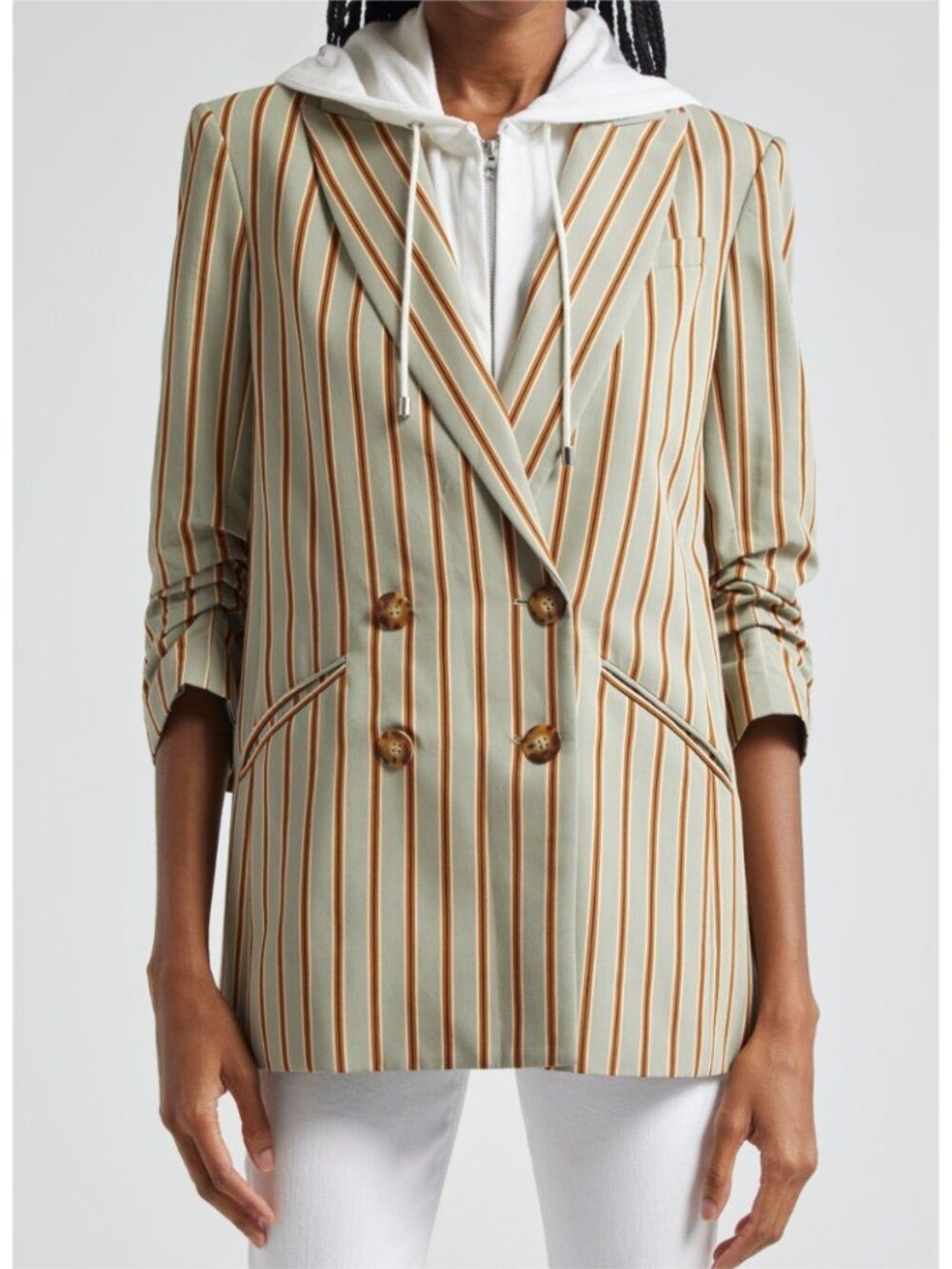 Veronica Beard Kiernan Striped Double-breasted Dickey Jacket. Sz 8